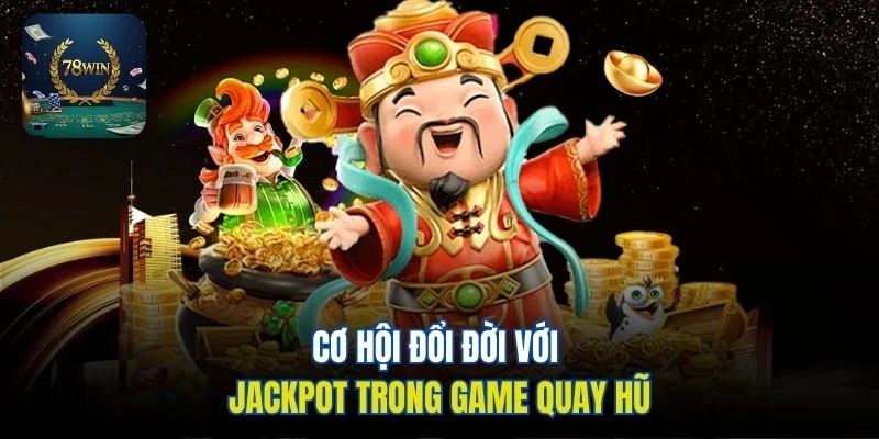 Nhân vật Thần Tài và biểu tượng tiền xu trong game quay hũ.