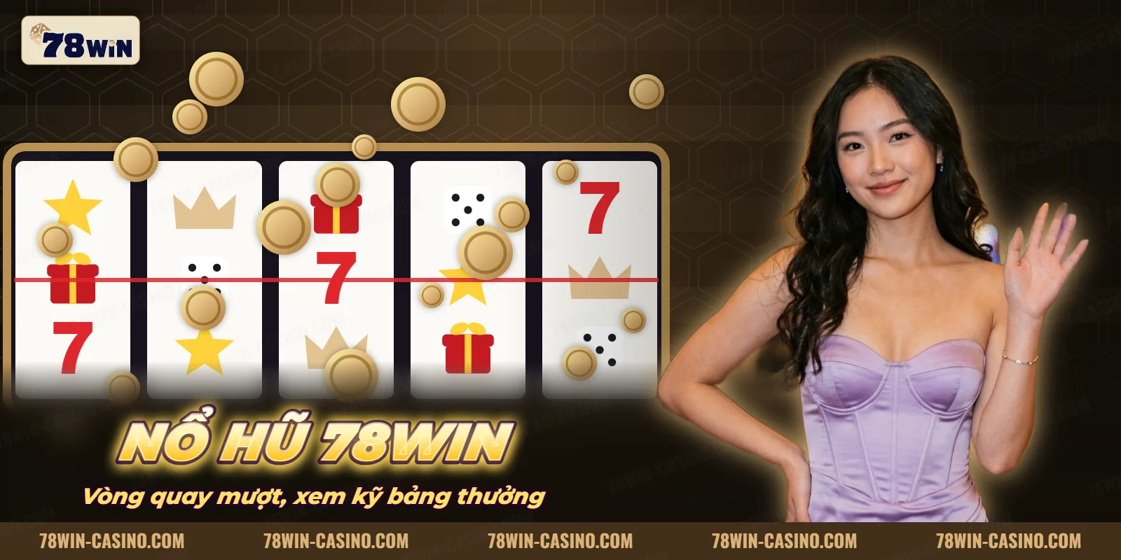 Giao diện game nổ hũ với dàn cuộn quay và nút quay của 78WIN Giao diện game nổ hũ với dàn cuộn quay và nút quay của 78WIN
